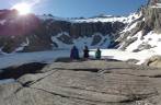 Admirando a Laguna Témpanos, próxima ao Refúgio San Martín, região de Bariloche, na Argentina